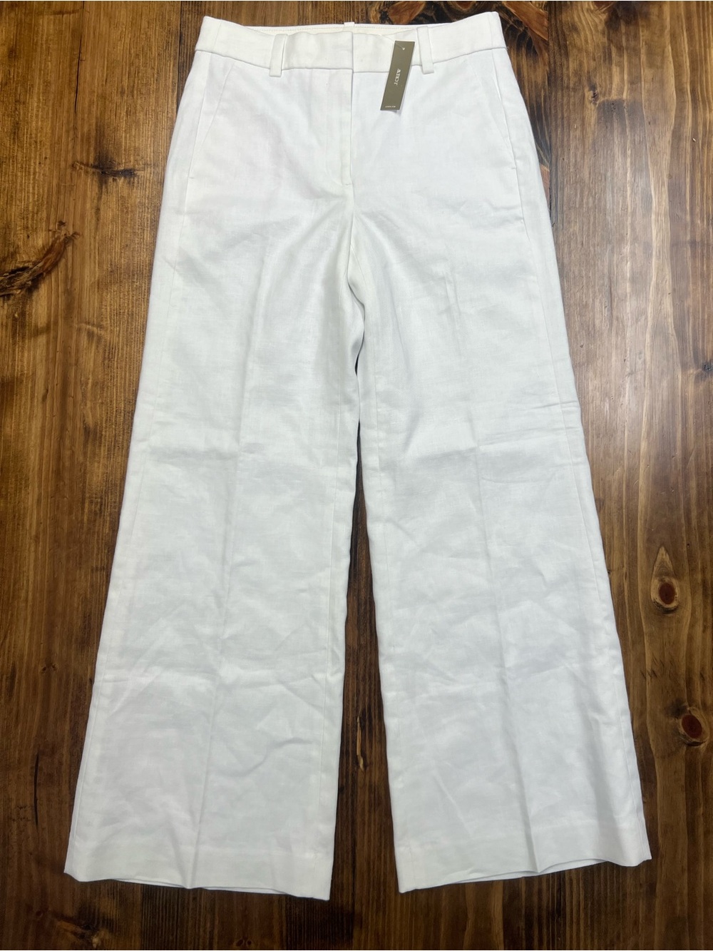 J. Crew Petite Carolina flare pant in stretch linen blend in White Size 2P NWT - Picture 6 of 11
